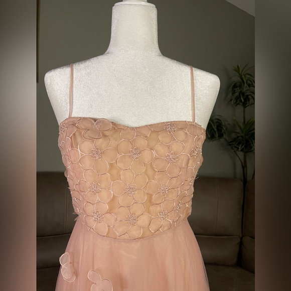 NWT Zac Posen Blush Floral Appliqué Tulle Gown Sz 6 Formal Holiday Event Gala - Picture 2 of 11
